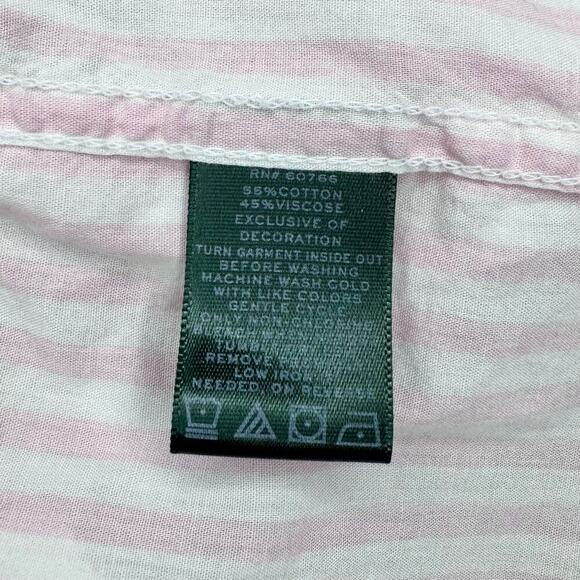 Lauren Ralph Lauren Striped Button Down Lounge PJ Shirt Pink White Size XL - Picture 5 of 5